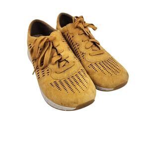 Dansko Womens Lace Up Mustard Yellow Perforated Leather Sneakers Size 39